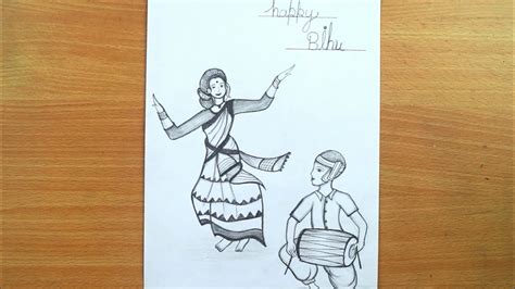 pencil bihu drawing|Colour pencil(Bihu Dance) .